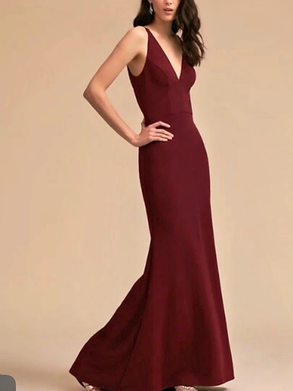 NEW BHLDN Jones Maxi Formal Crepe Burgundy Dress size 2